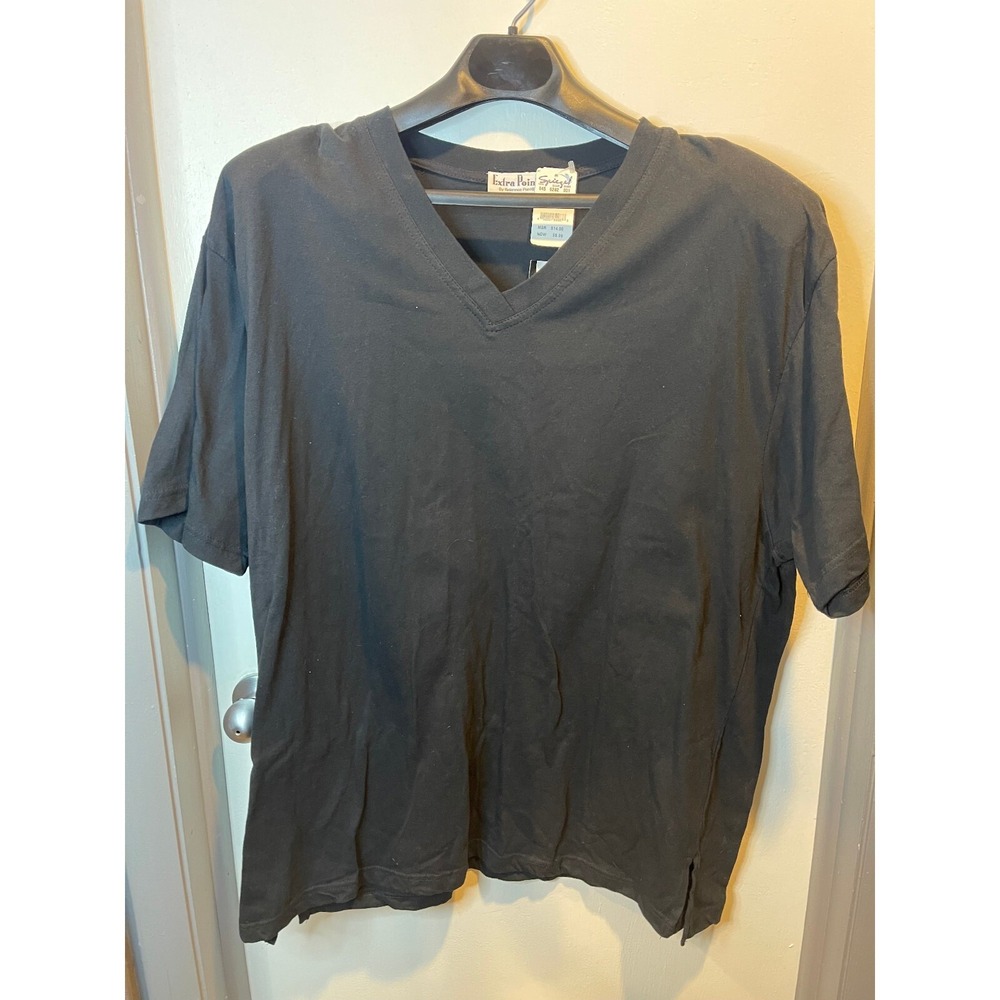 Extra Point by Reference Point Black V-Neck Cotton T-Shirt 2X S1310040 NWT